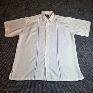 Aspetuck Trading Co. Mens Guayabera Shirt Short Sleeve White Dress Casual L